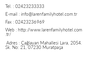 Laren Family Hotel Spa iletiim bilgileri
